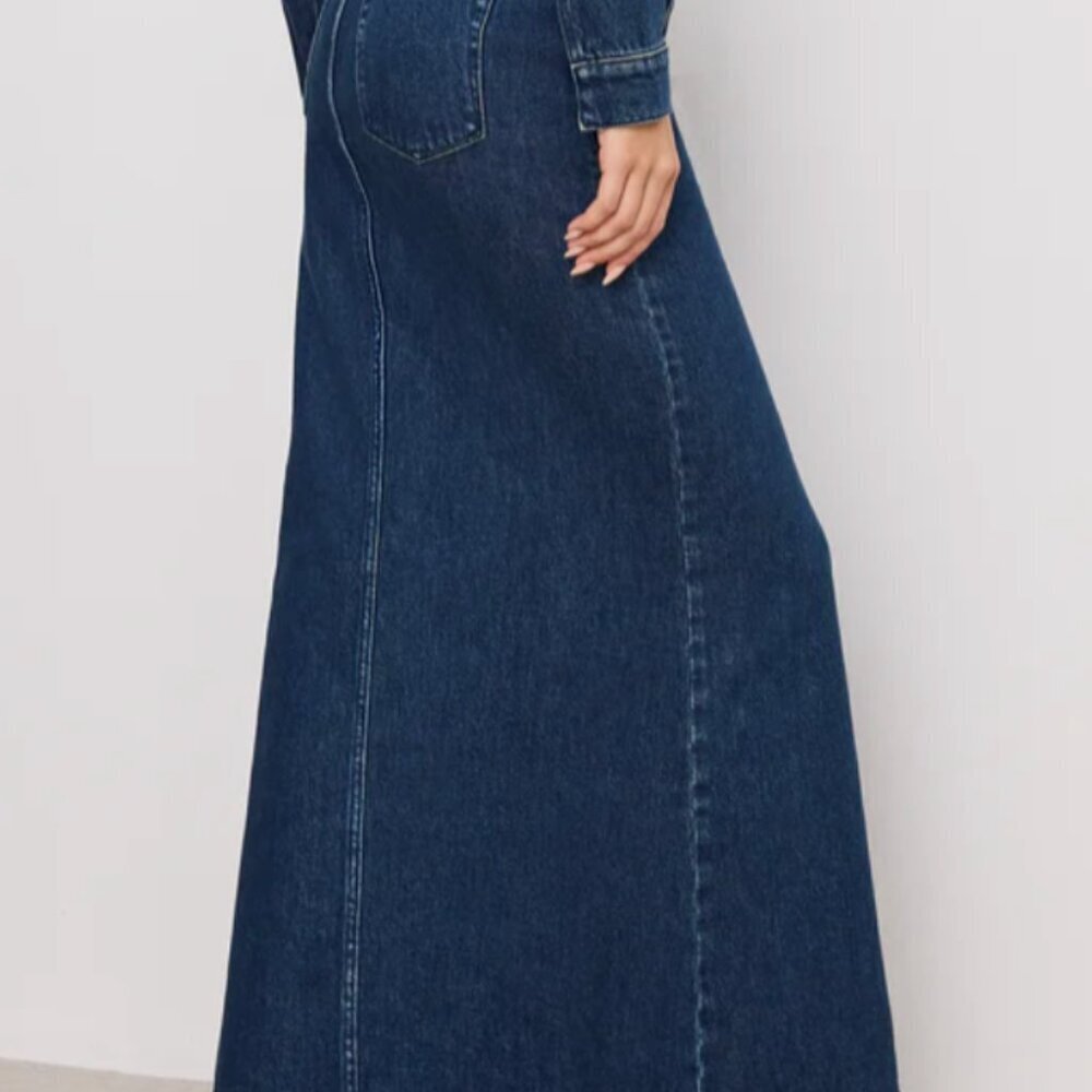 DENIM MAXI SKIRT INDIGO724 Good American 00 (Tailored at waist) - Picture 2 of 4